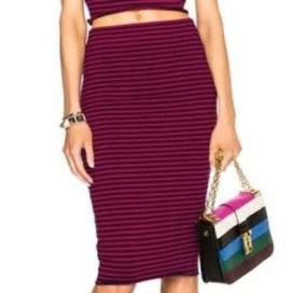 A.L.C. pink and black barbiecore striped knit XS pencil skirt